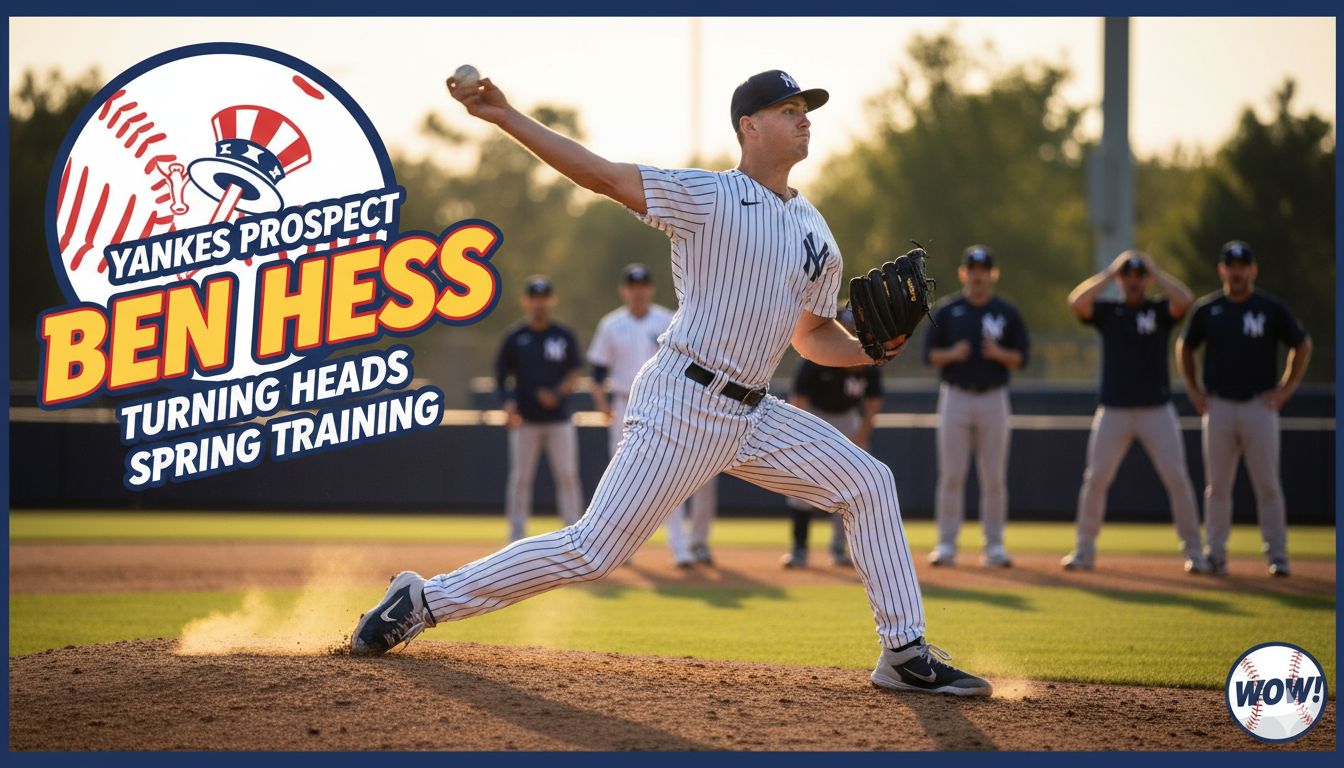 New York Yankees pitching prospect Ben Hess throwing a pitch during 2026 spring training.