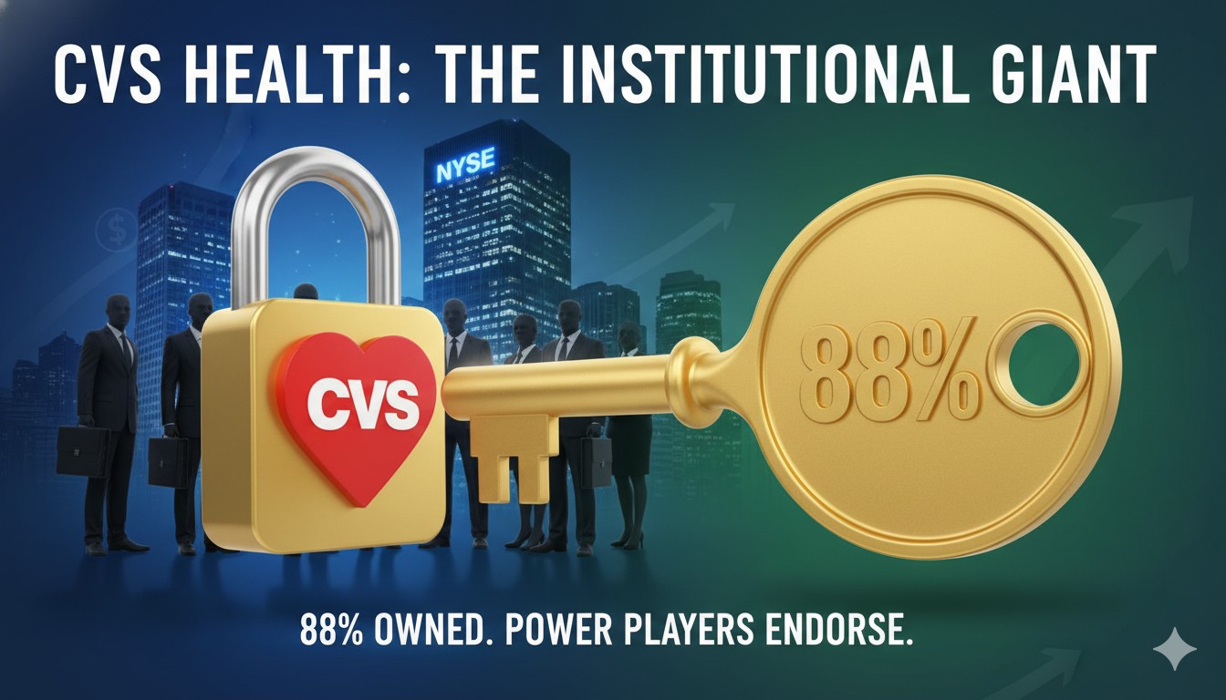 Chart illustrating high institutional ownership in CVS Health Corporation stock with major holders like BlackRock and Vanguard
