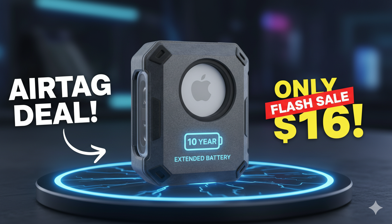 Elevation Lab TimeCapsule extended battery case for Apple AirTag showing the rugged waterproof design with AA battery compartment