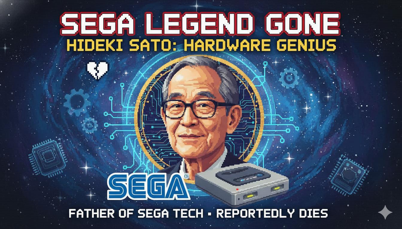 Portrait of Hideki Sato, the father of Sega hardware, legendary engineer behind iconic consoles like Genesis, Saturn, and Dreamcast.