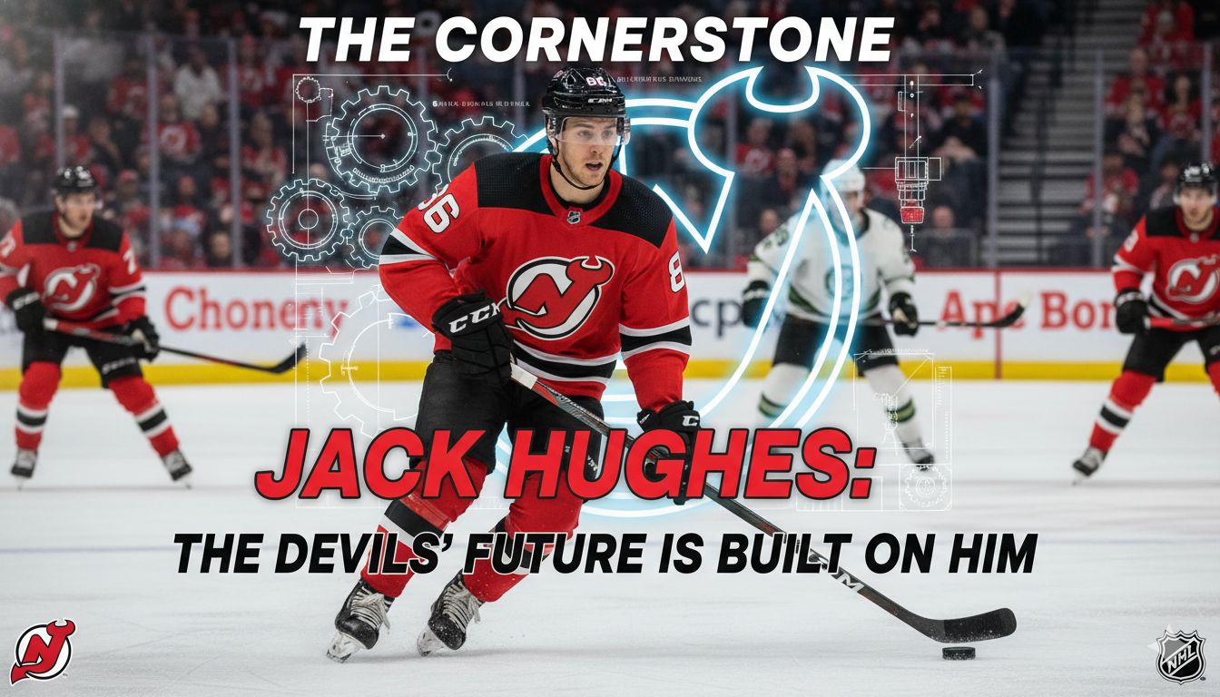 Jack Hughes of the New Jersey Devils celebrates his overtime golden goal for Team USA against Canada in the 2026 Winter Olympics men's hockey final.