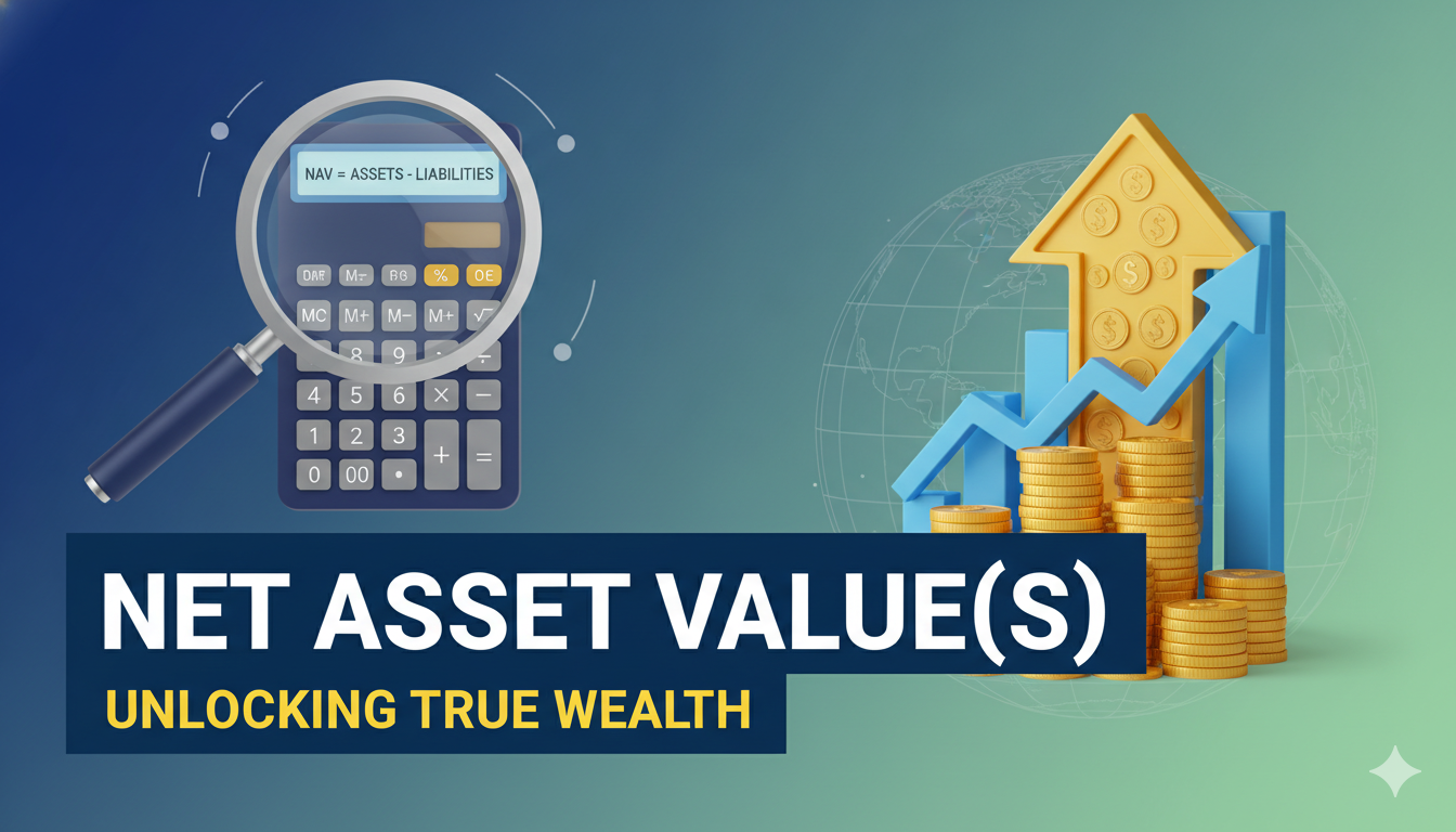 Graphical representation of a fund's net asset value calculation with assets and liabilities illustrated