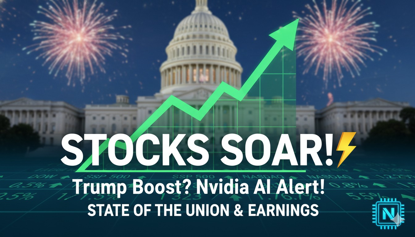 U.S. stock market futures chart showing gains for Dow, S&P 500, and Nasdaq ahead of Nvidia earnings report