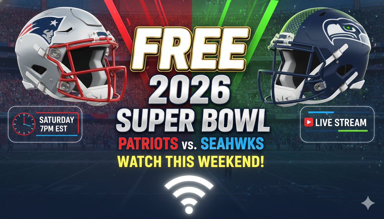 Dynamic action shot of New England Patriots and Seattle Seahawks players clashing on the field during Super Bowl LX at Levi's Stadium