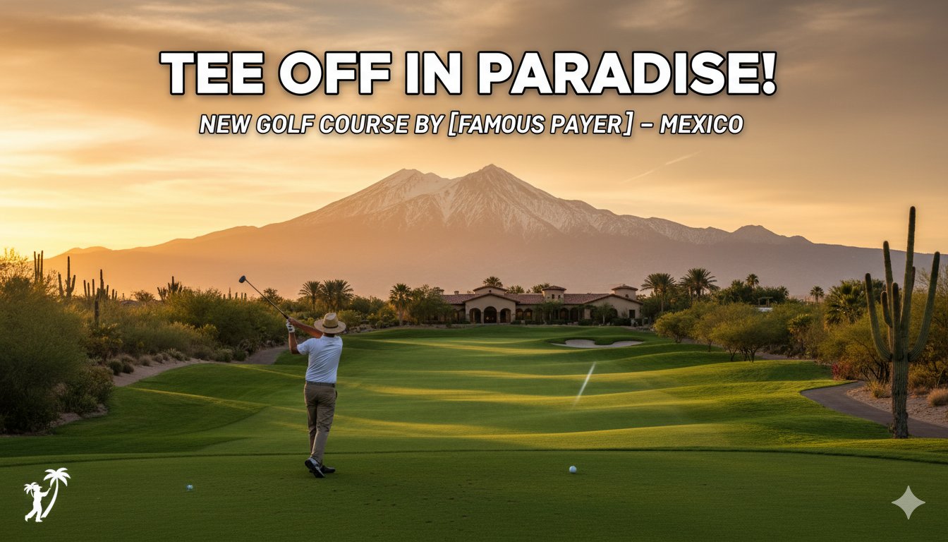 Alt Text for featured image : Aerial view of Ernie Els-designed Oleada Golf Links fairways and greens overlooking the Pacific Ocean in Cabo San Lucas, Mexico