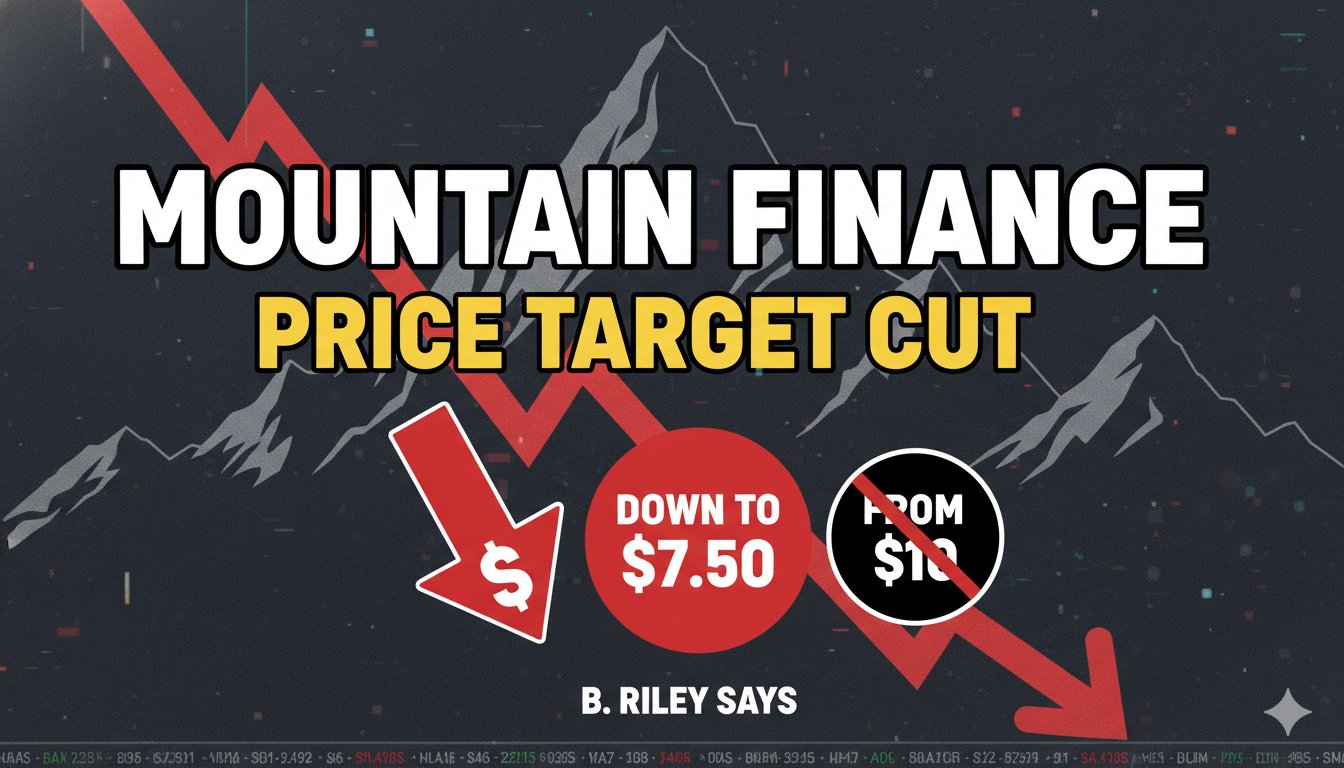 Alt Text for featured image : Stock chart and analyst price target adjustment for New Mountain Finance Corporation (NMFC) with B. Riley downgrade