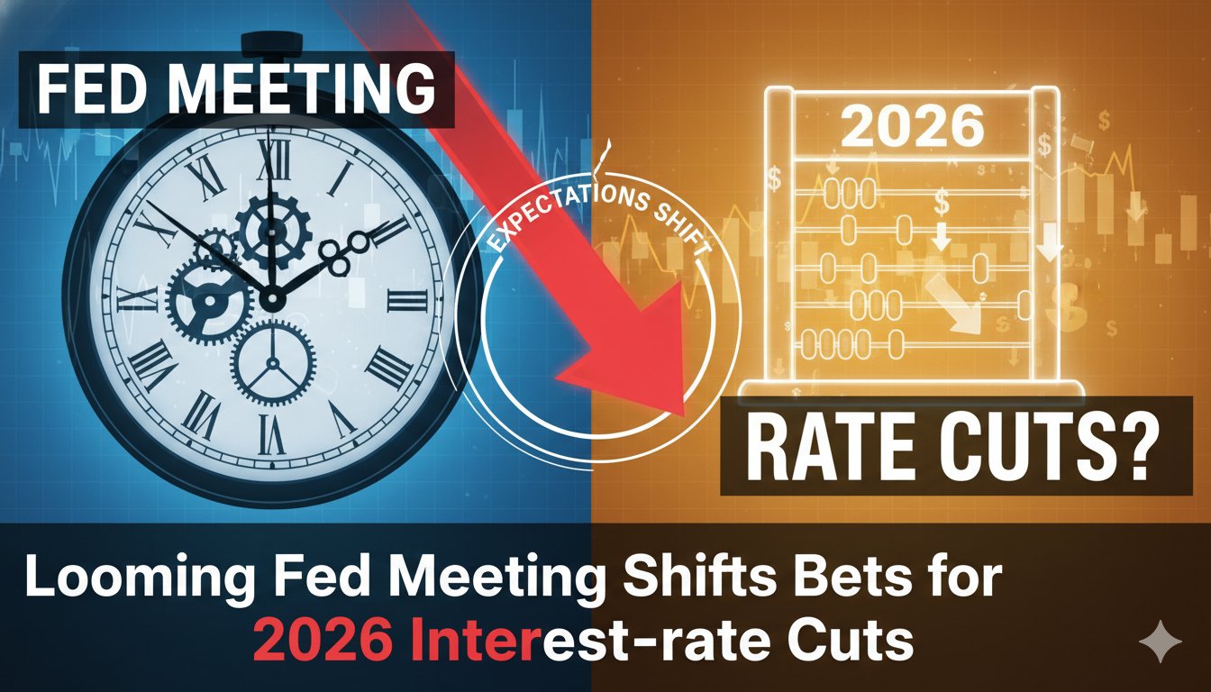Alt Text for featured image : Federal Reserve building in Washington DC with interest rate charts and graphs overlay, representing upcoming FOMC decision on rates.