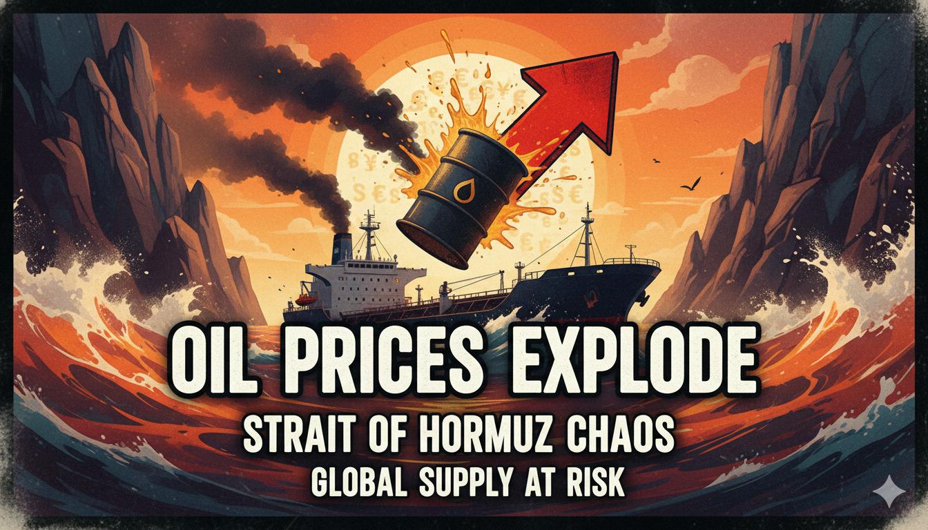 Alt Text for featured image : Dramatic view of oil tankers anchored near the Strait of Hormuz amid rising tensions and supply disruptions