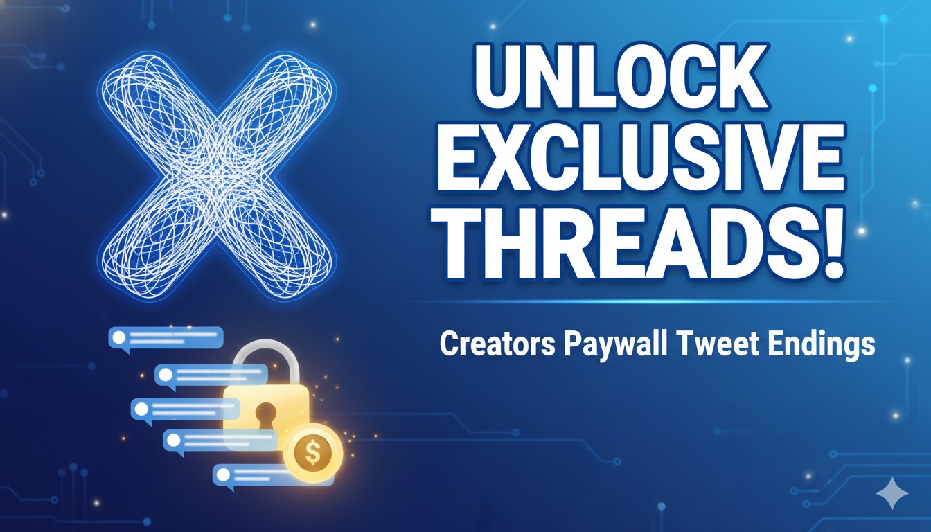 Illustration of a social media thread on X with the first post visible and subsequent posts locked behind a subscription paywall, showing a subscribe button prompt.